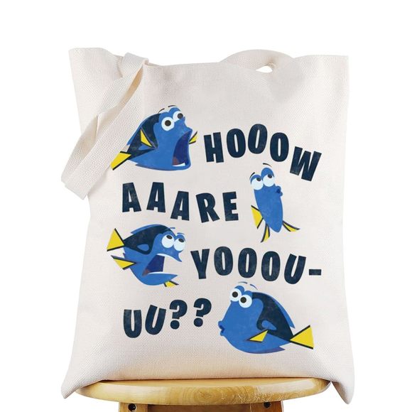 Dory Tote Bag Dory Fans Gift How Are You Cartoon Shoulder Bag Movie O_O - Picture 1 of 7